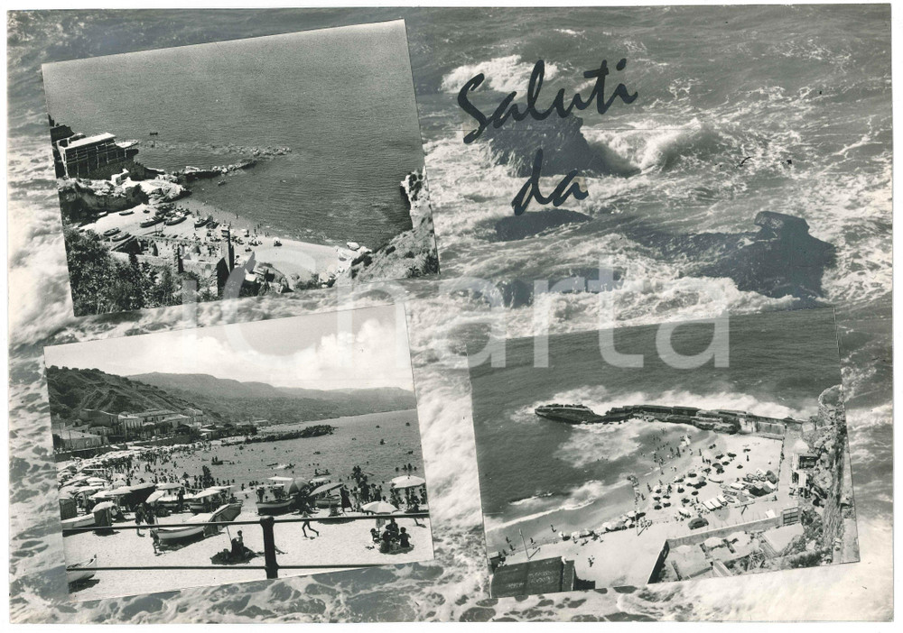 Stampa, bozzetto originale 1965 ca CALABRIA PIZZO VV Vedutine  Spiagge Bozzetto per cartolina 1