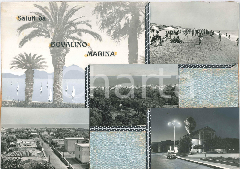 Stampa, bozzetto originale 1965 ca BOVALINO MARINA RC Vedutine  Chiesa S. Nicola Bozzetto cartolina 1