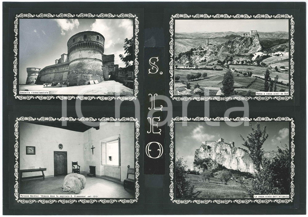 Stampa, bozzetto originale 1965 ca SAN LEO RN Vedutine  Rocca  Palazzo Nardini Bozzetto cartolina 1