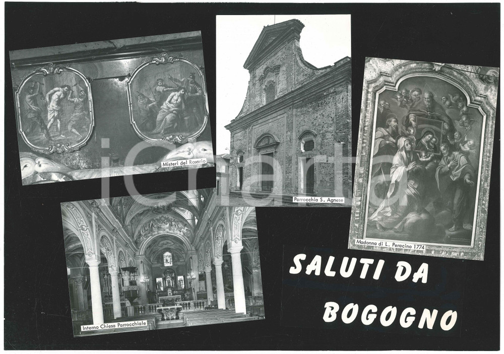 Stampa, bozzetto originale 1965 ca BOGOGNO NO Vedutine  Parrocchia S. Agnese Bozzetto cartolina 39x28 1