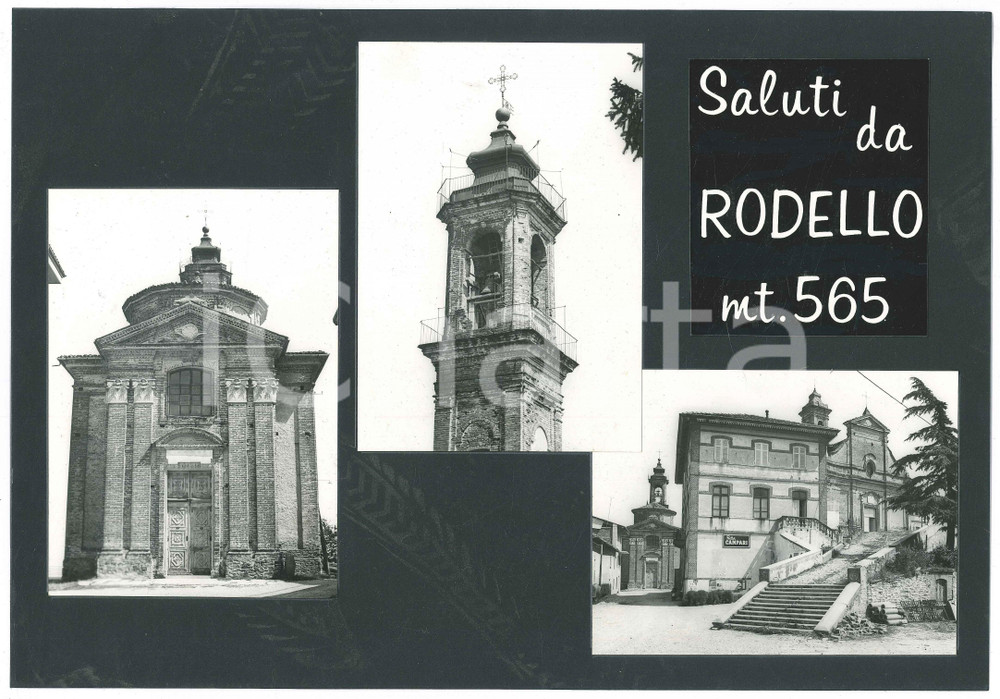 Stampa, bozzetto originale 1965 ca LANGHE RODELLO CN Vedutine  Chiesa S. Lorenzo Bozzetto cartolina 1