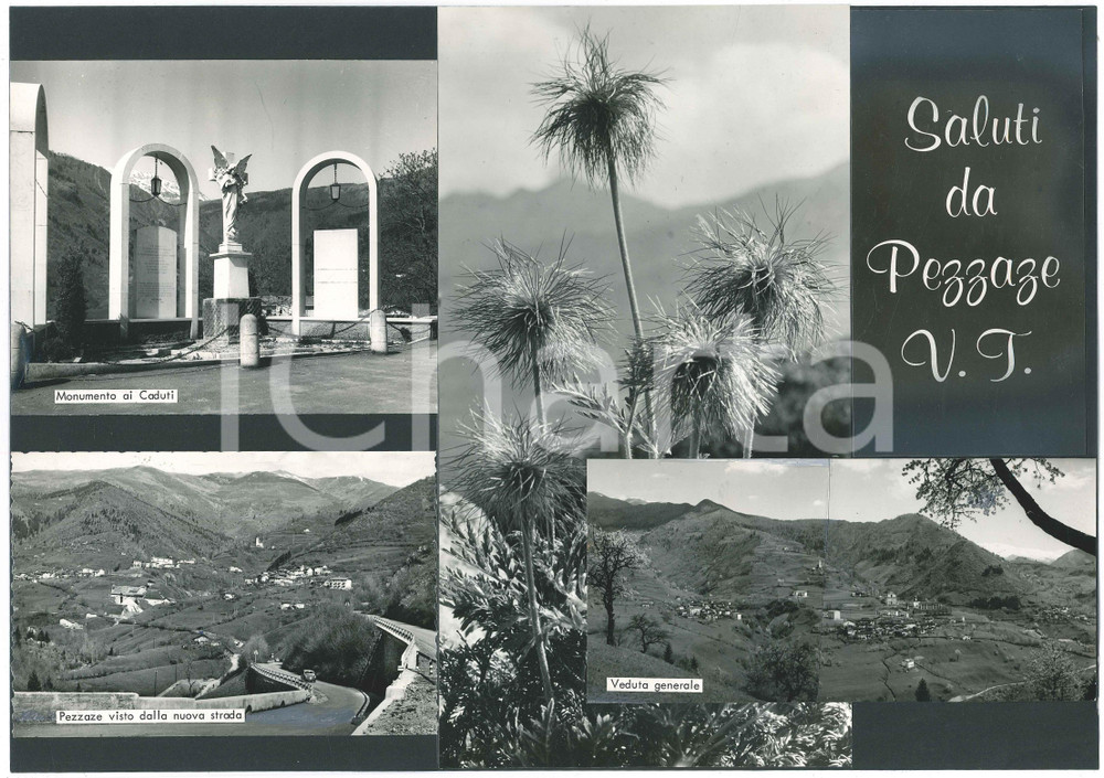 Stampa, bozzetto originale 1965 ca PEZZAZE BS Vedutine  Monumento ai Caduti  Bozzetto per cartolina 1