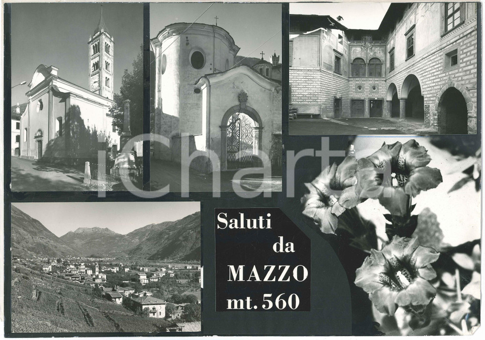 Stampa, bozzetto originale 1965 ca MAZZO DI VALTELLINA Vedutine  Chiesa S. Stefano Bozzetto per cartolina 1