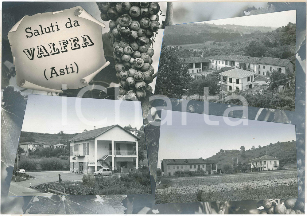 1960 ca VALFEA / ASTI Vedutine con cascine - Bozzetto per cartolina 32x23 cm
