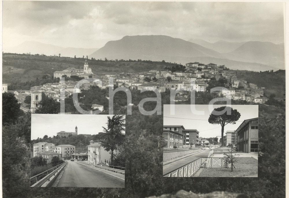Stampa, bozzetto originale 1965 ca MONTEFALCIONE AV Vedutine del paese  Bozzetto per cartolina 1