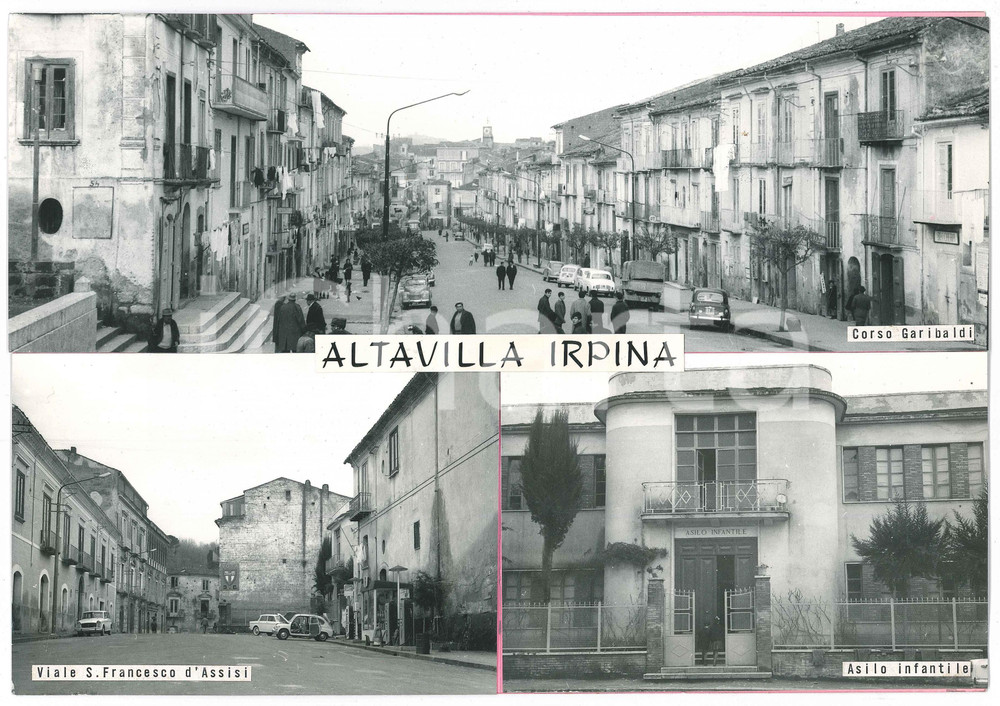 Stampa, bozzetto originale 1960 ca ALTAVILLA IRPINA Vedutine  Corso Garibaldi Bozzetto cartolina ANIMATA 1