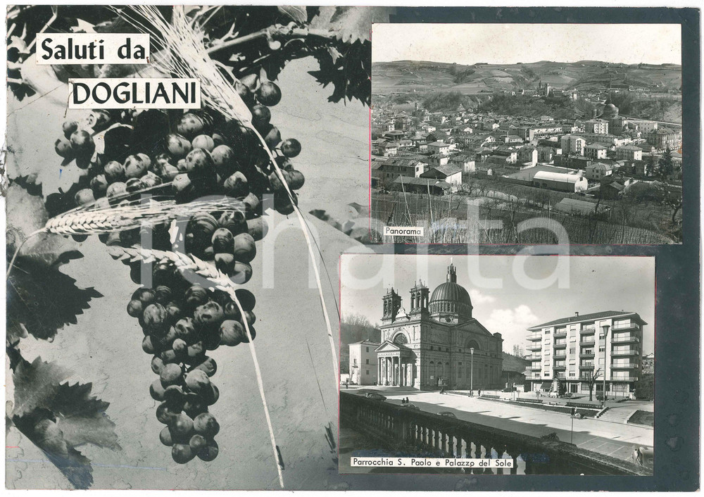 Stampa, bozzetto originale 1960 ca DOGLIANI Vedutine  Parrocchia S. Paolo  Bozzetto cartolina 33x23 cm 1