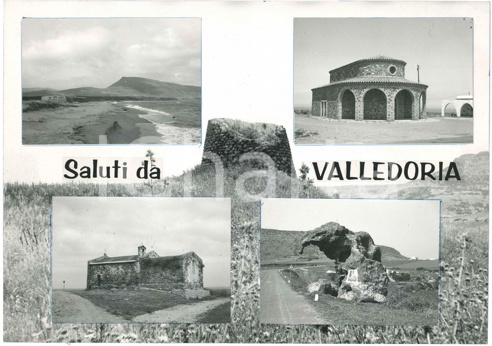 Stampa, bozzetto originale 1960 ca SARDEGNA VALLEDORIA Vedutine  Muddizza  Bozzetto per cartolina 1