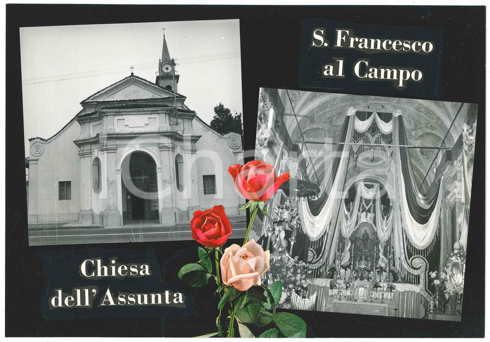 Stampa, bozzetto originale 1965 ca SAN FRANCESCO AL CAMPO TO Chiesa dell Assunta  Bozzetto per cartolina 1