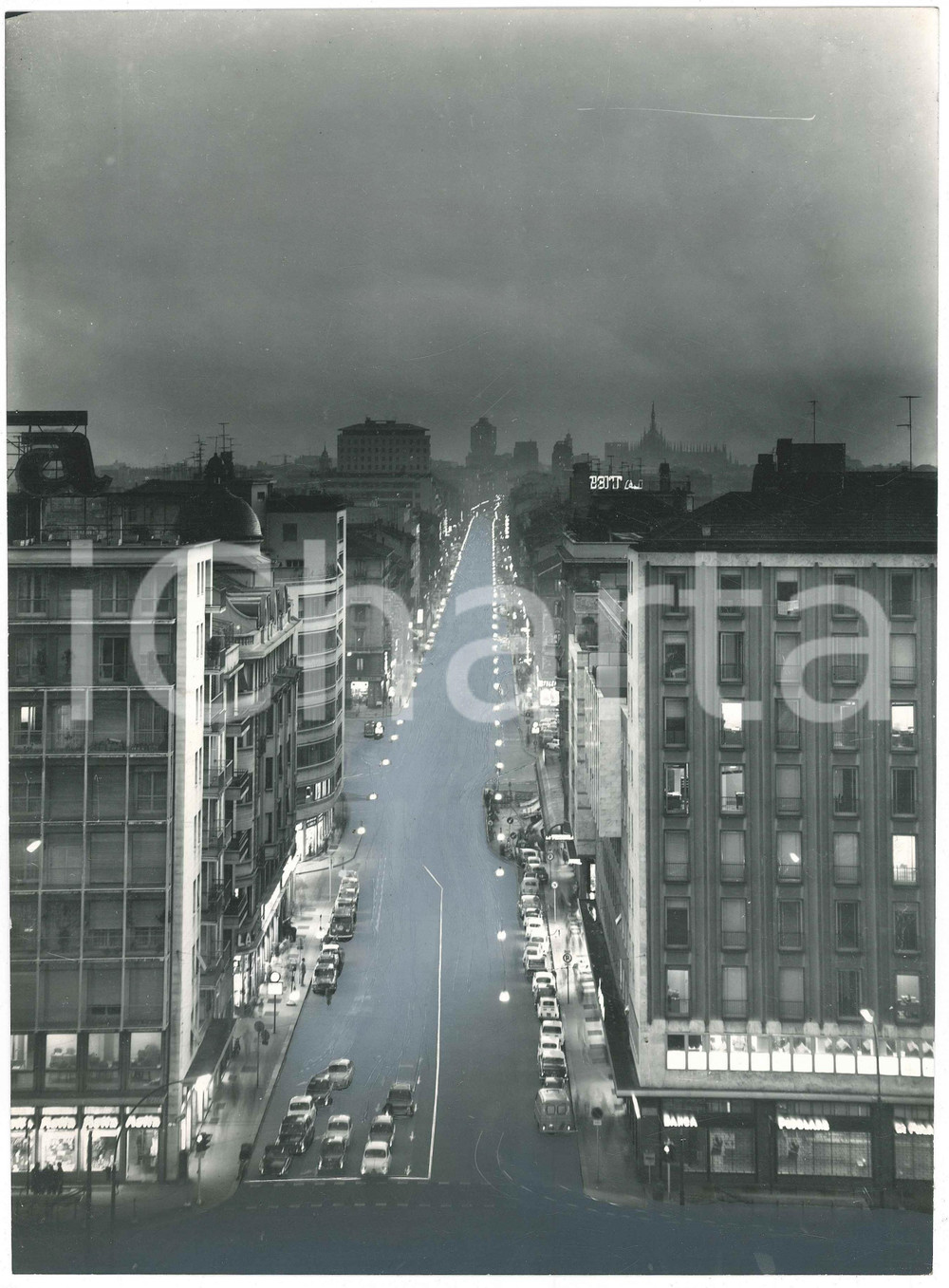 Stampa, bozzetto originale 1965 MILANO Veduta corso BUENOS AIRES da Piazzale LORETO Foto RARA 22x30 1