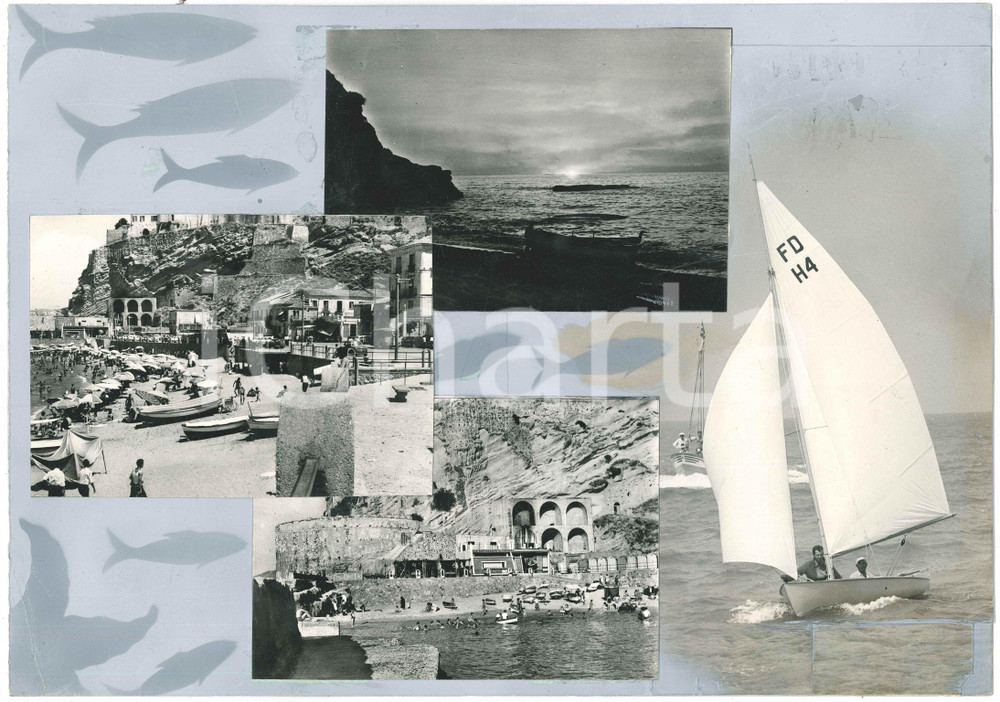 Stampa, bozzetto originale 1965 ca GARGANO PESCHICI Vedutine  Bar Ristorante IL CORSARO Bozzetto cartolina 1