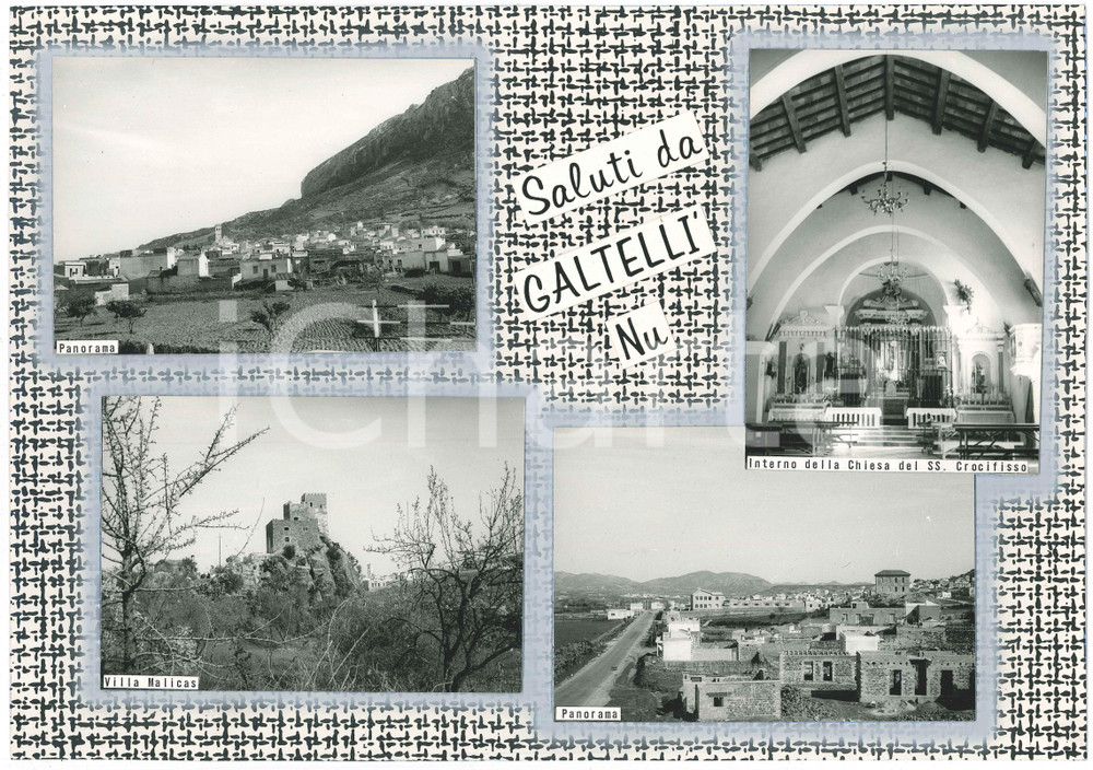 Stampa, bozzetto originale 1960 ca SARDEGNA GALTELLI  Vedutine  Villa MALICAS Bozzetto cartolina 1