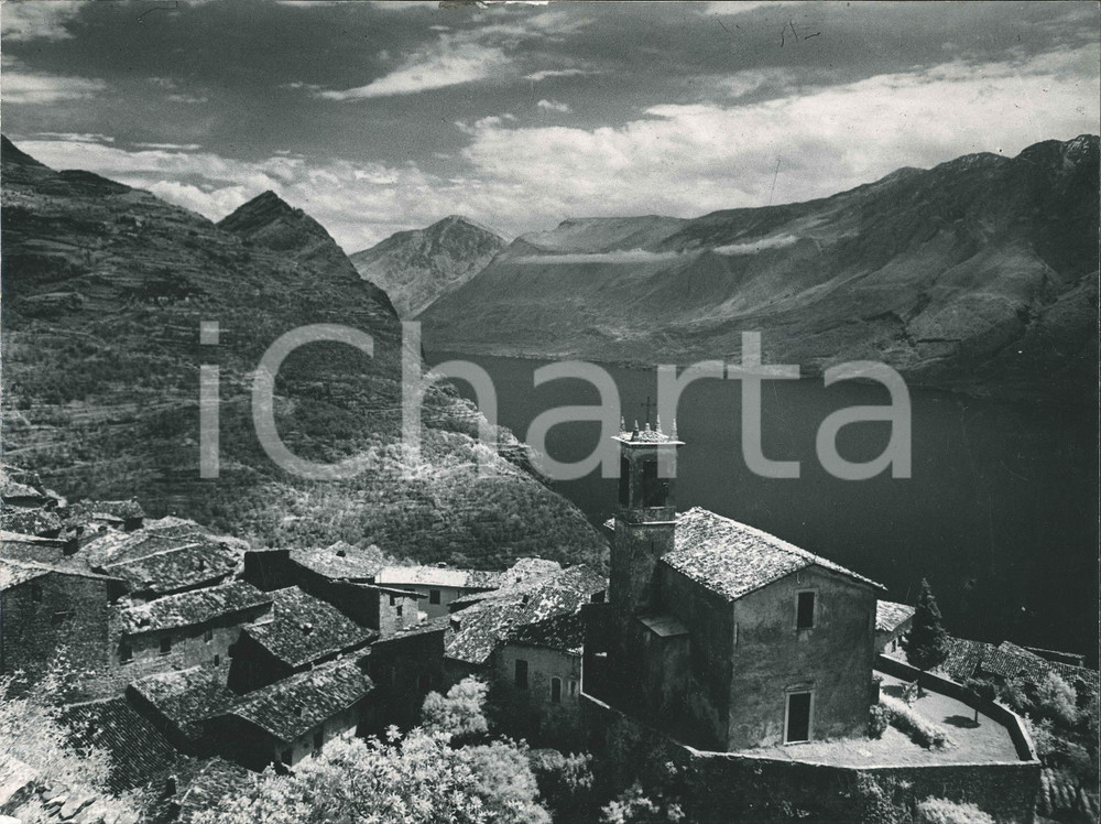 Fotografia d epoca originale 1960 ca LAGO DI GARDA  PIOVERE  Panorama Foto Alberto SORLINI 40x30 cm 1