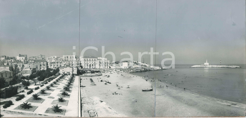 Stampa, bozzetto originale 1960 ca PUGLIA  GARGANO  VIESTE  Veduta con lungomare Bozzetto per cartolina 1