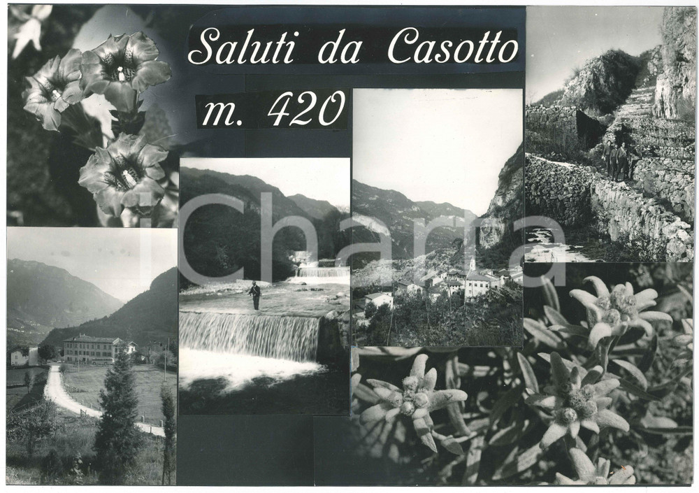 Stampa, bozzetto originale 1960 ca PEDEMONTE  CASOTTO VI Vedutine  Escursionisti Bozzetto 40x28 cm 1