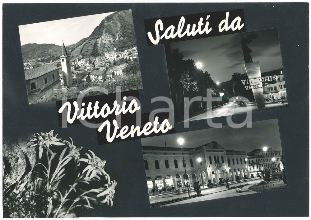 Stampa, bozzetto originale 1965 ca VITTORIO VENETO TV Vedutine  Vittoria Alata Bozzetto per cartolina 1