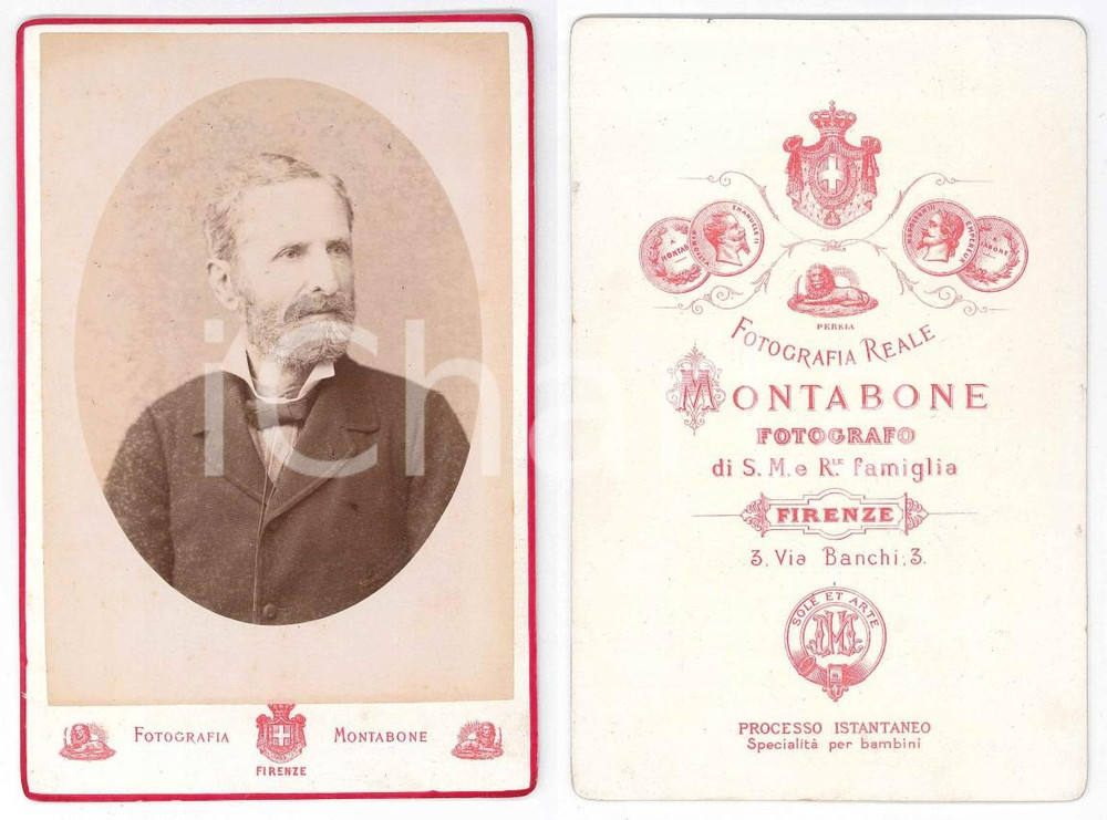 1890 ca FIRENZE Ritratto maschile - Busto - Foto MONTABONE 11x16 cm