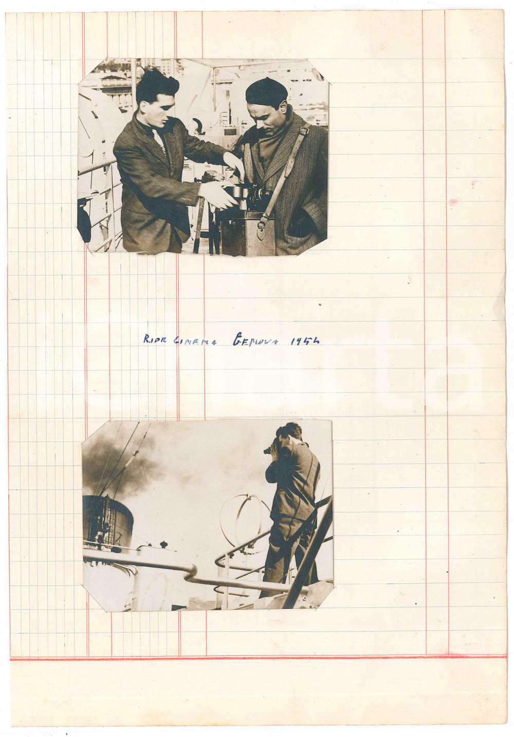 Fotografia d epoca originale 1954 GENOVA Area portuale  Fotografi al lavoro  2 foto 9x7 cm 1