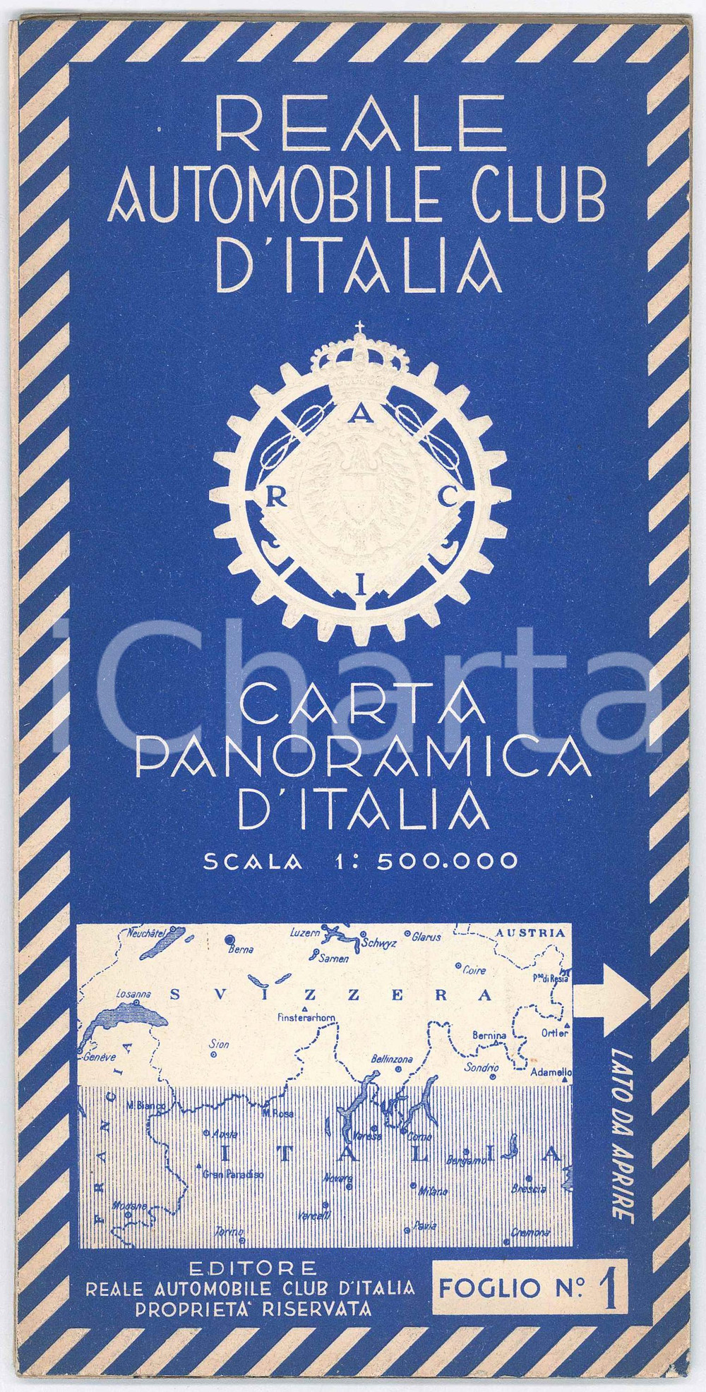 Mappa, planimetria storica 1935 ca RACI Carta panoramica d Italia  Foglio 1 NORDOVEST 1