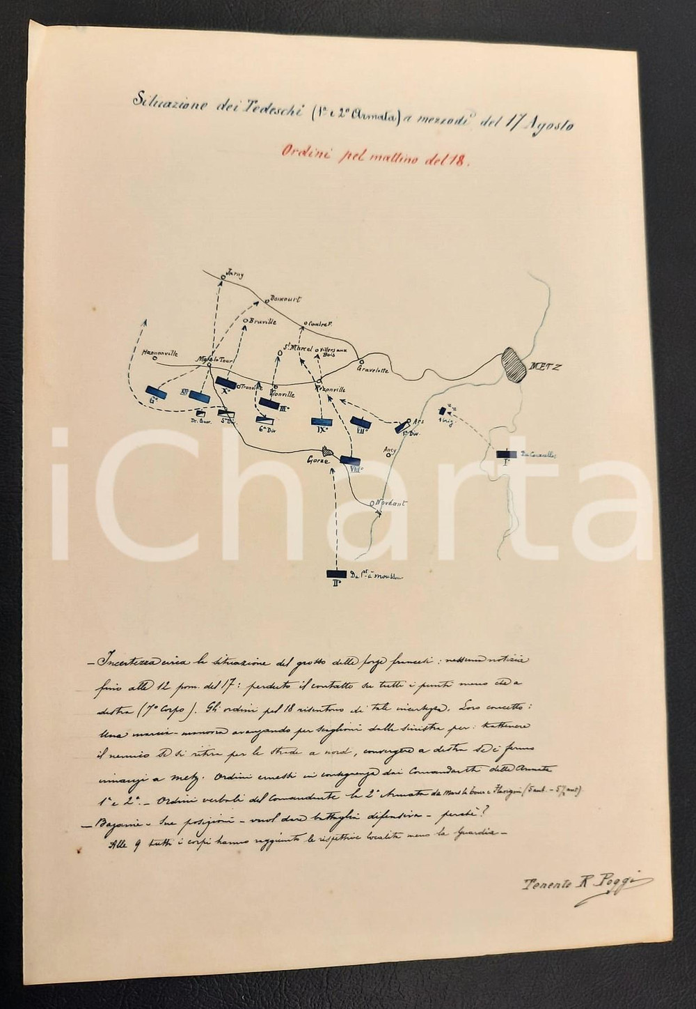 1893 SCUOLA DI GUERRA Ten. Ruggero POGGI - Battaglia di GRAVELOTTE - Mattino