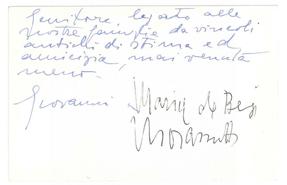 Autografo originale 1970 ca PADOVA Giovanni MORASSUTTI Maria DE BESI  Biglietto AUTOGRAFO 1