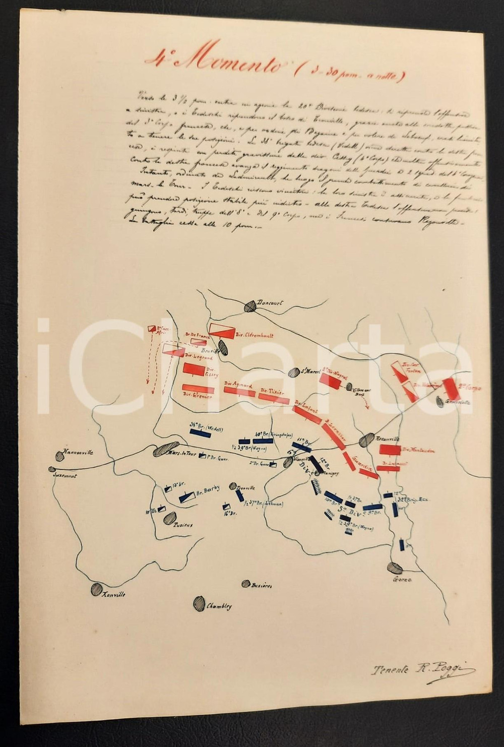 1893 SCUOLA DI GUERRA Ten. Ruggero POGGI - Battaglia VIONVILLE 1870 - 4° Momento