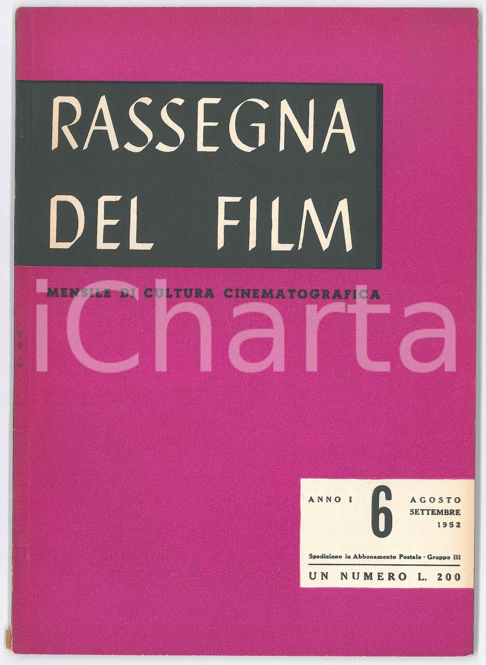 Giornale, rivista storica 1952 RASSEGNA DEL FILM Il Festival di Locarno Il bandito della casbah Rivista 1