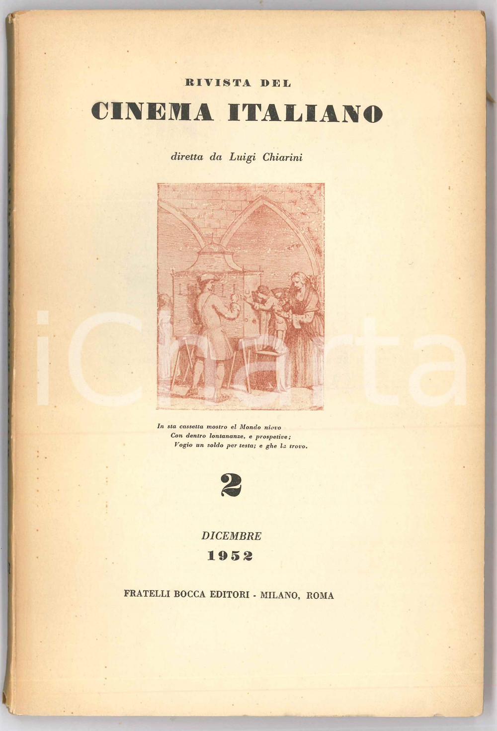 Giornale, rivista storica 1952 RIVISTA DEL CINEMA ITALIANO Cesare Zavattini  Sceneggiatura Umberto D. 1