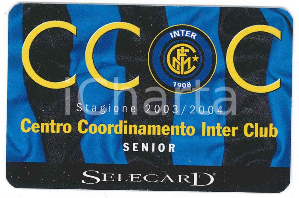 Oggetto da collezione cartaceo 2003 F.C. INTERNAZIONALE Centro coordinamento INTER CLUB Seniores  Tessera 1
