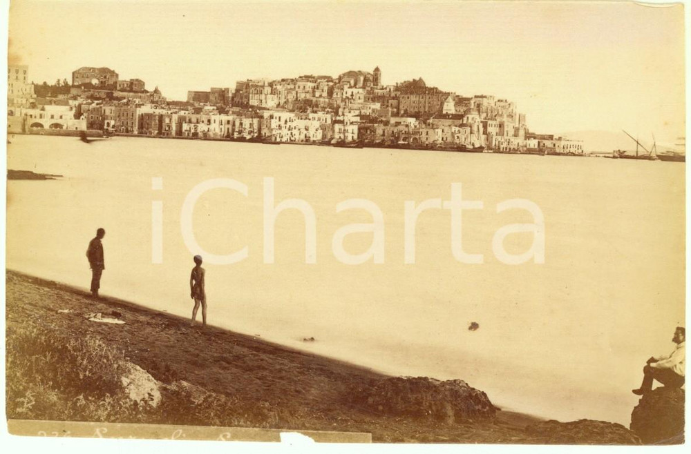 1890 ca POZZUOLI (NA) Panorama *Fotografia Achille MAURI 15x9 cm ANIMATA