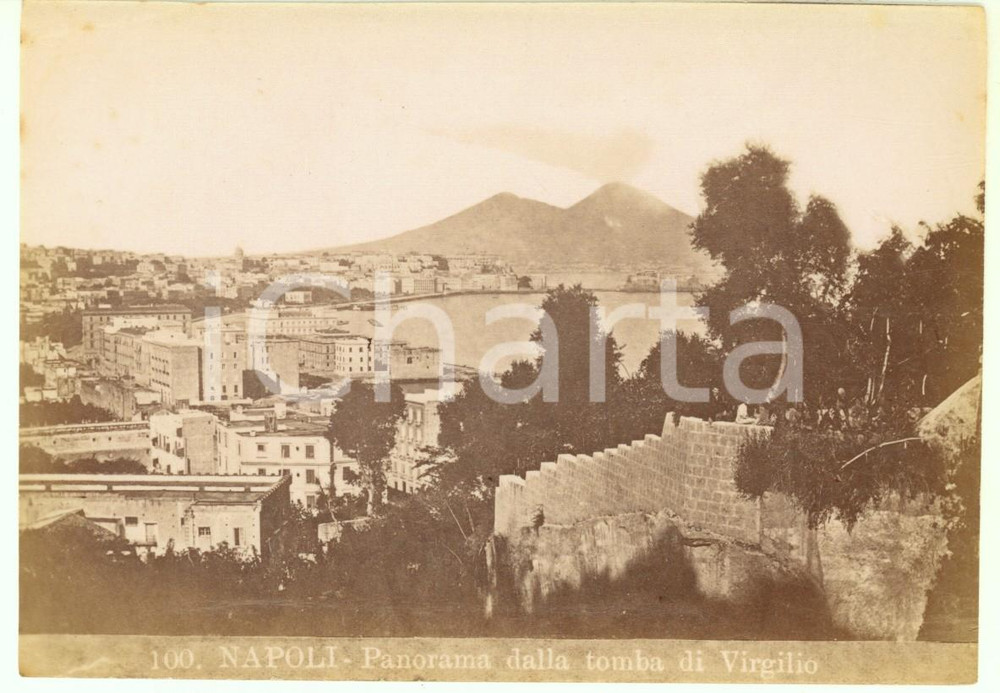Fotografia d epoca originale 1890 ca NAPOLI  Panorama dalla tomba di Virgilio Foto Achille MAURI nÂ° 100 1