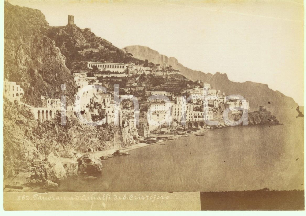 Fotografia d epoca originale 1890 ca AMALFI  Panorama da S. Cristoforo Foto Achille MAURI nÂ° 262 1