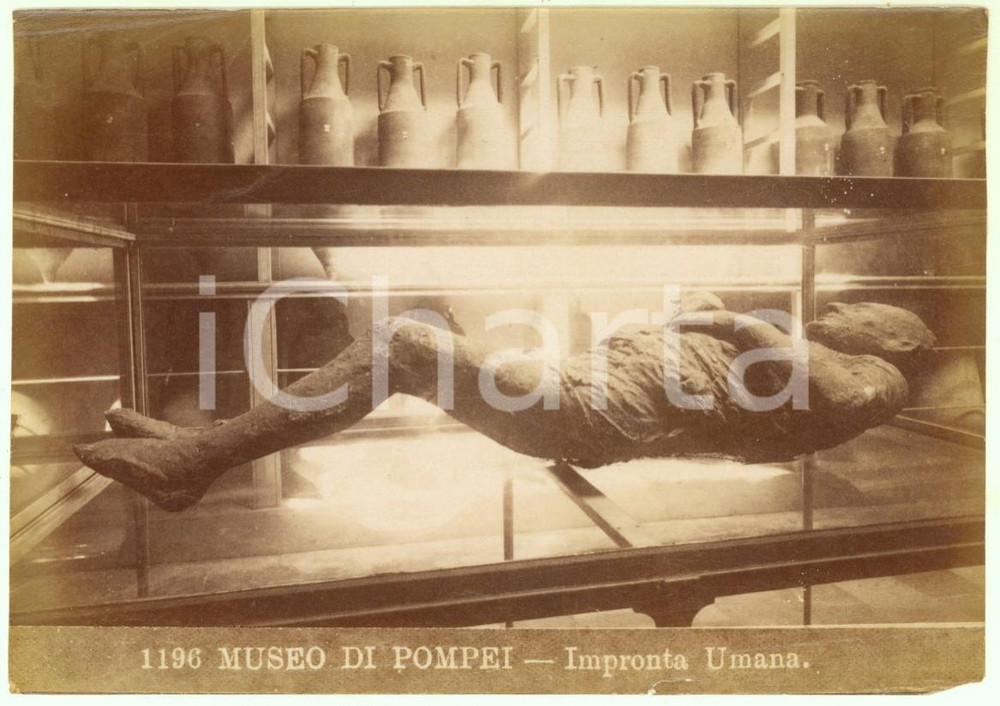 Fotografia d epoca originale 1890 ca Museo di POMPEI  Impronta umana Foto Achille MAURI nÂ° 1196 15x10 cm 1