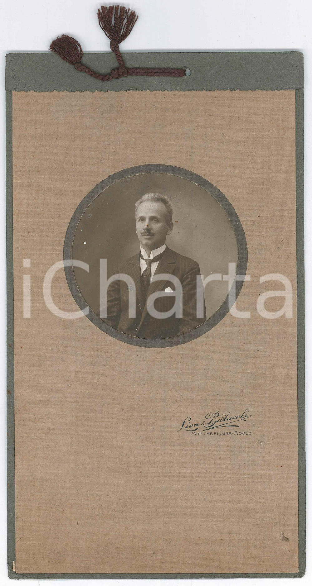 Fotografia d epoca originale 1900 ca MONTEBELLUNA / ASOLO TV Ritratto maschile  Foto LION & BATACCHI 1