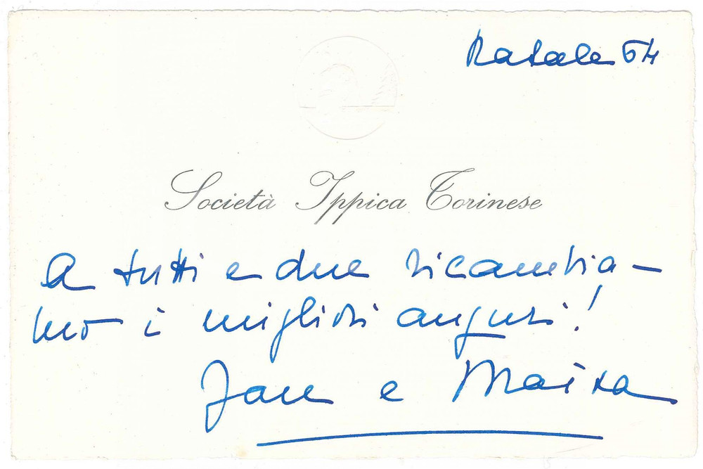 1964 SOCIETÀ IPPICA TORINESE Biglietto Emiliano e Maria Luisa VIALARDI Autografo