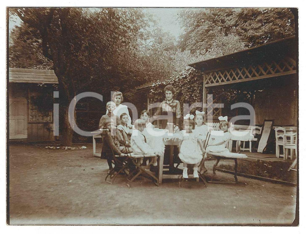 Fotografia d epoca originale 1919 DUSZNIKIZDROJ / BAD REINERZ PL Compleanno di una bambina Foto 12x9 cm 1