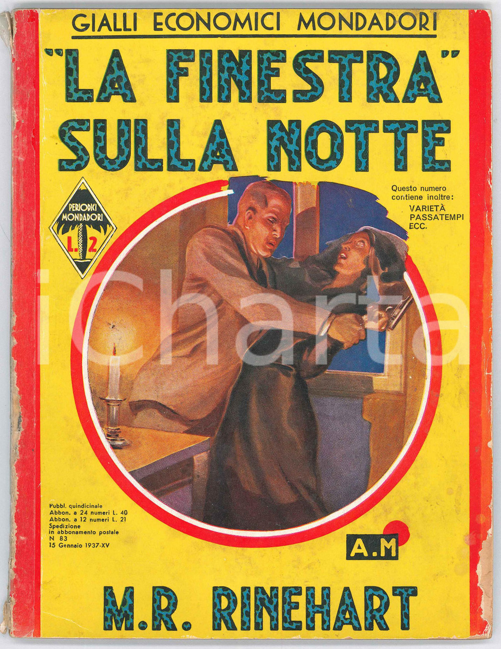 Giornale, rivista storica 1937 M. R. RINEHART La finestra sulla notte GIALLI ECONOMICI MONDADORI n.83 1