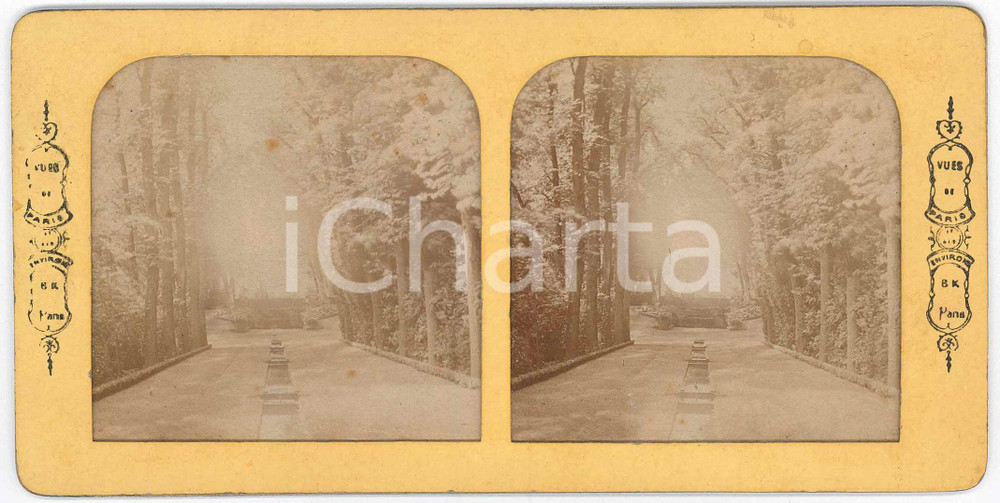Fotografia d epoca originale 1890 ca FRANCE Parc de SAINTCLOUD  AllÃ©e des Goulottes Stereoview 1