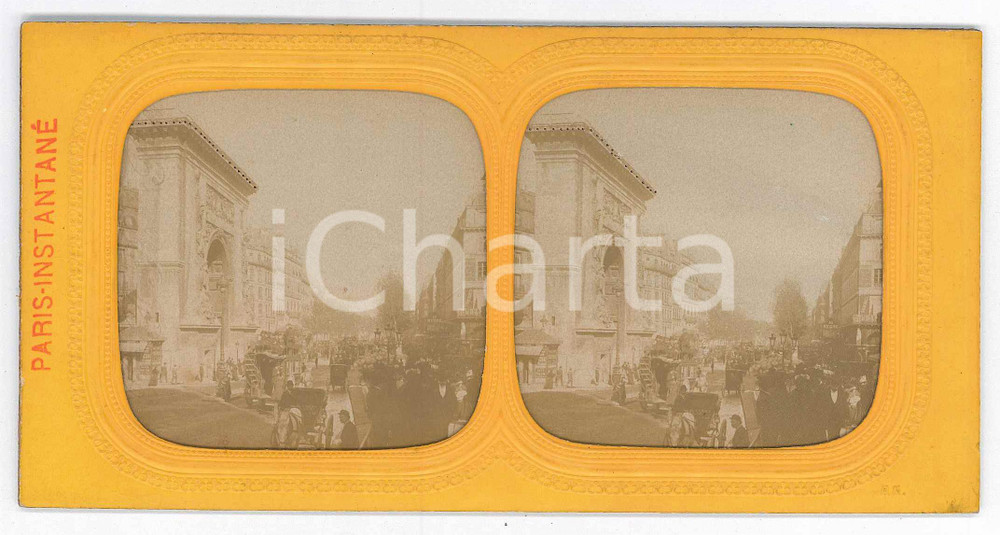 Fotografia d epoca originale 1900 ca FRANCE  PARIS  Porte SaintDenis Stereoview ANIMATED 1