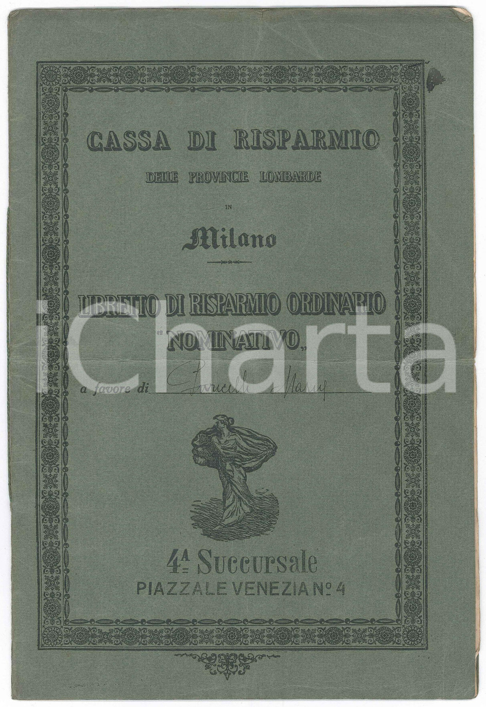 Oggetto da collezione cartaceo 193041 MILANO Cassa di Risparmio Provincie Lombarde  Libretto di risparmio 1