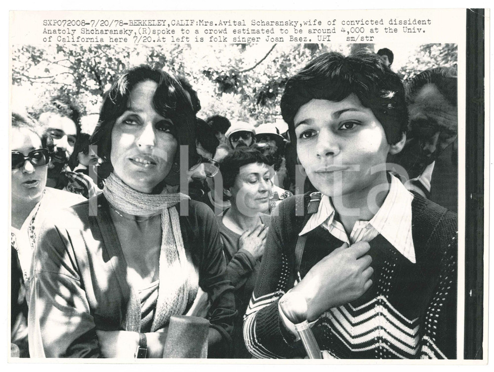Fotografia d epoca originale 1978 BERKELEY CALIFORNIA Avital SCHARANSKY wife of dissident Anatoly Telefoto 1