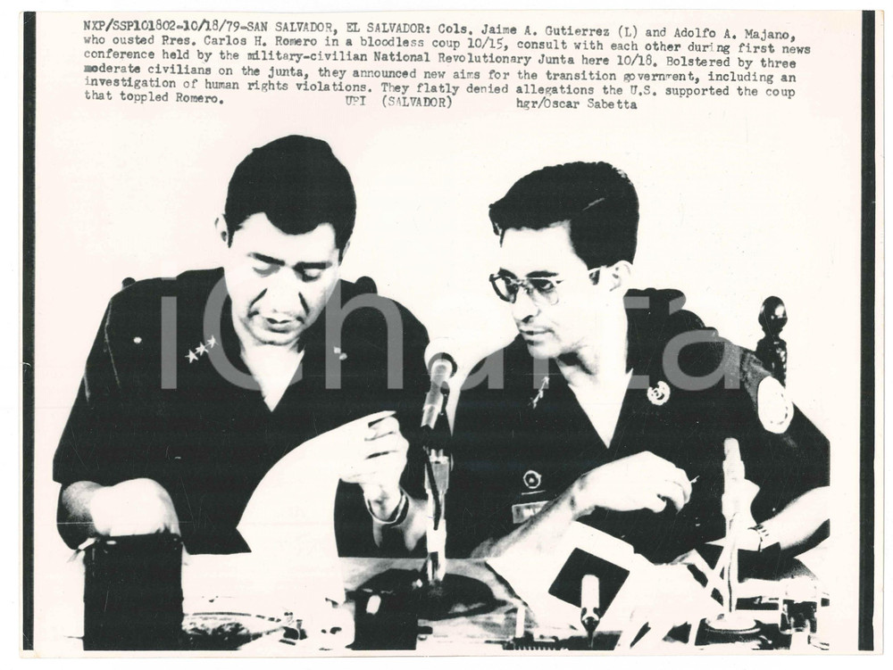Fotografia d epoca originale 1979 SAN SALVADOR Jaime A. GUTIERREZ Adolfo A. MAJANO  Junta Revolucionaria 1