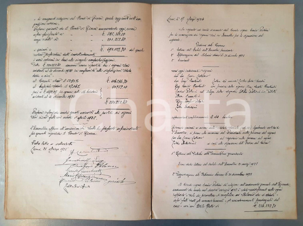 Documento originale, autentico 19041936 COMO Seterie PIETRINI SACCHI & C.  Libro verbali assemblee 86 pp. 1