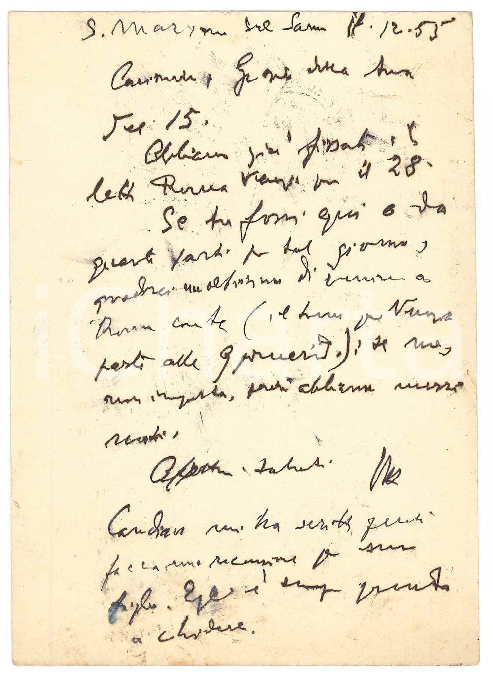 Autografo originale 1955 SAN MARZANO SUL SARNO Vincenzo MANZINI verrebbe a Roma Autografo 1