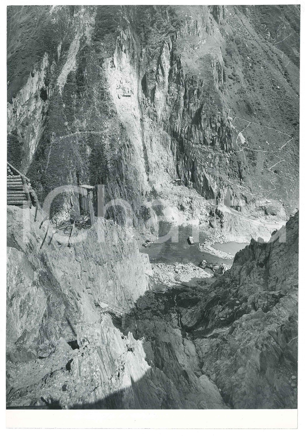 Fotografia d epoca originale 1963 LAI DA CURNERA SVIZZERA Costruzione della diga  Cantiere 4 Foto 1