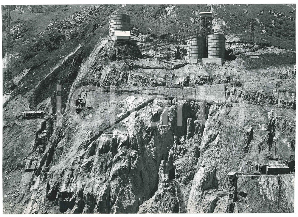 Fotografia d epoca originale 1963 LAI DA CURNERA / SVIZZERA Costruzione della diga  Cantiere 12  Foto 1