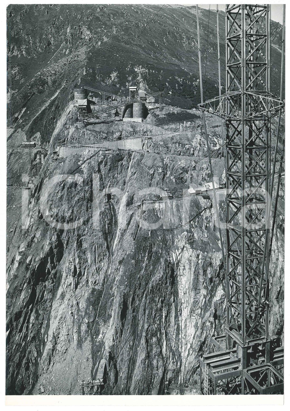 Fotografia d epoca originale 1963 LAI DA CURNERA SVIZZERA Costruzione della diga  Cantiere 18  Foto 1