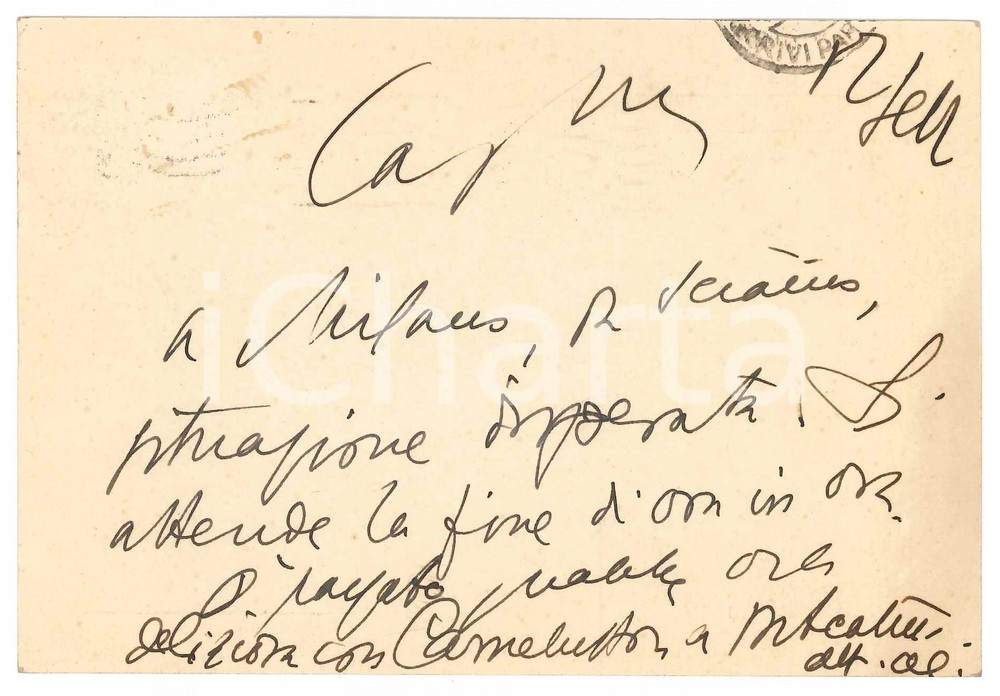 Autografo originale 1934 PARMA Aurelio CANDIAN  Cartolina a un collega  Autografo 1