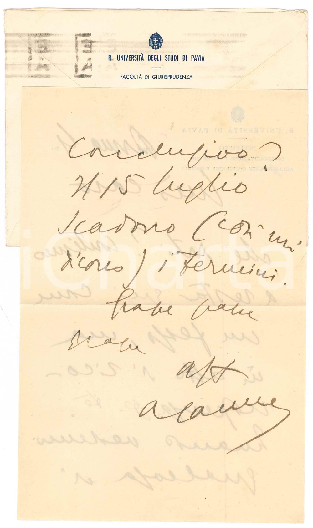1938 PARMA Aurelio CANDIAN "Resto qui come un fesso" *Autografo