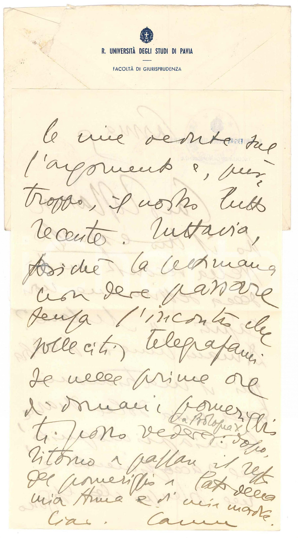 Autografo originale 1938 PARMA Aurelio CANDIAN  Lettera a un collega e amico   Autografo 1